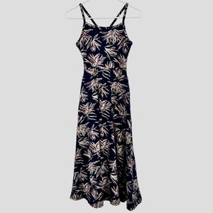 PACT Sleeveless Midi Dress Womens M Blue Floral Fit & Flare Pockets Stretch